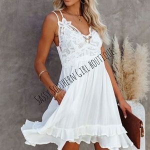 ⭐🆕Boho country white lace dress